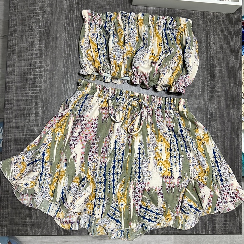 Short and crop tube top set SZ Med